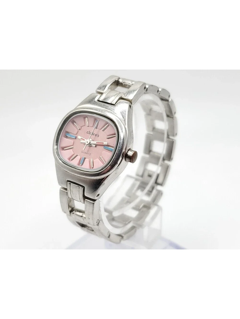 Claire's Quartz Watch Womens New Battery Pink Dial Silver Tone Colored Indicator